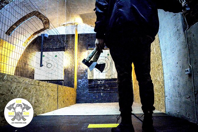 Axe Throwing Krakow in Axe Nation - best club in Poland - Safety coaching that helps you relax fast