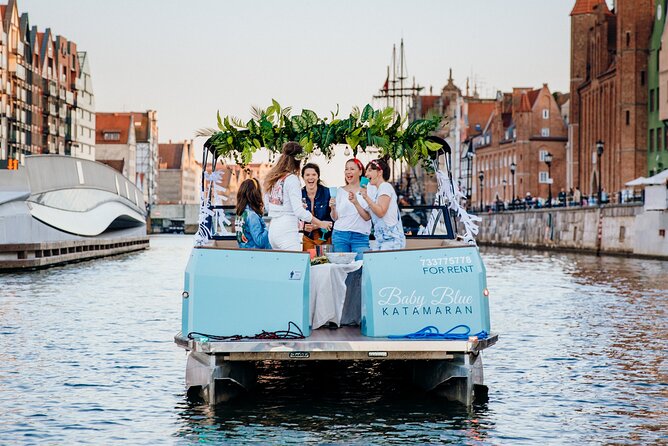 Boat Tour in Gdańsk – Explore the Historic Motława River - Katamaran Baby Blue on the Motława: a great first taste of Gdańsk