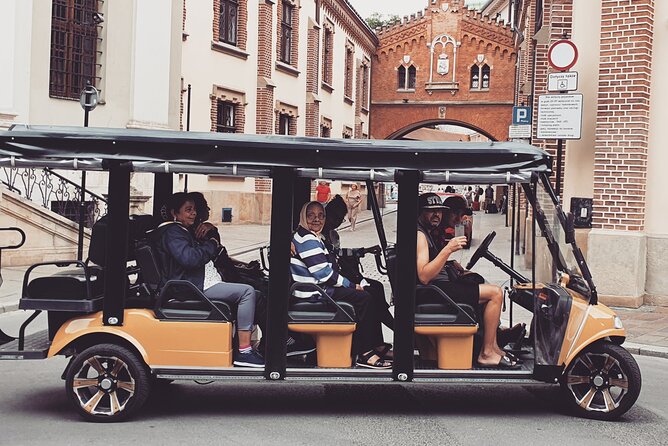Cracow guided Full tour by Golf Cart-Family Discount - Plac Bohaterow Getta and the Meaning of the Chairs