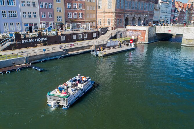Cruises on the Motlawa River by a luxury catamaran - Gdańsk from the water side - Getting on board at Green Bridge, Stara Motława
