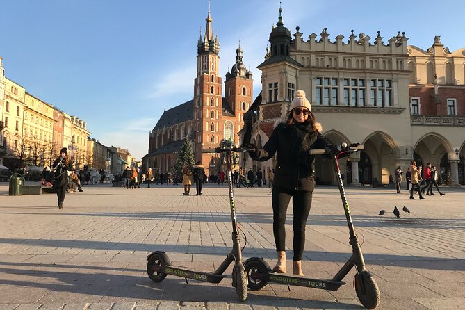 Electric Scooter Tours Kraków - Krakow’s Central Square and the churches people keep talking about