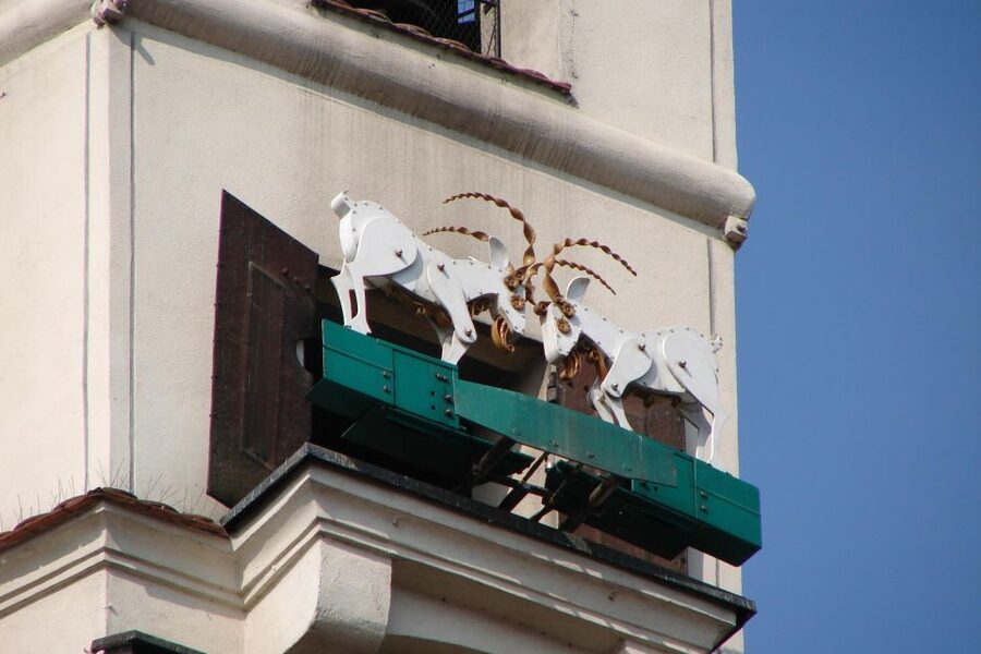 From Golden Age to Fall and Rebirth of Poland - Town Hall in Old Market Square, and the clock tower goats legend