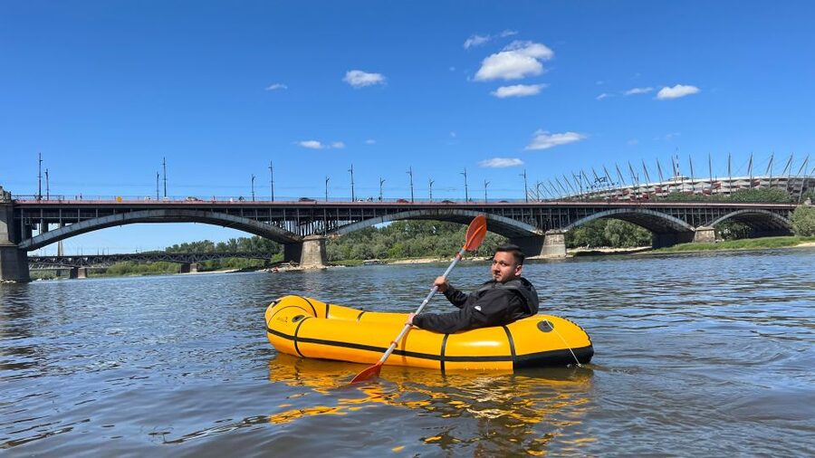 Packrafting kayaking guided tour Vistula river Warsaw Poland - From Stadion Narodowy to bridges: what you’ll see on the water