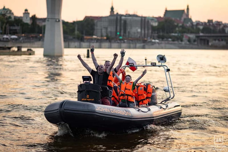 Warsaw: High-Speed Vistula River RIB Boat Adventure - National Stadium energy and the long central cruise feel